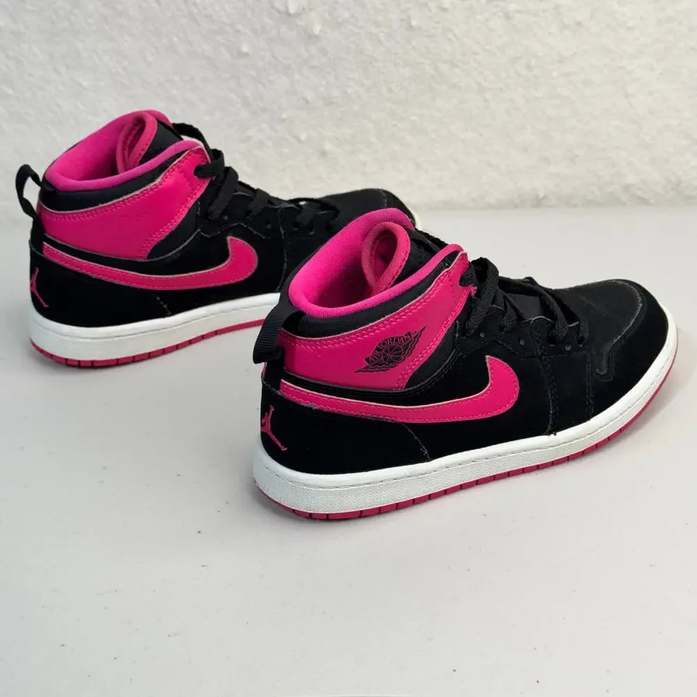 Nike Air Jordan 1 Retro High Top GG Vivid Pink & Black Sneakers Kids Size 3Y